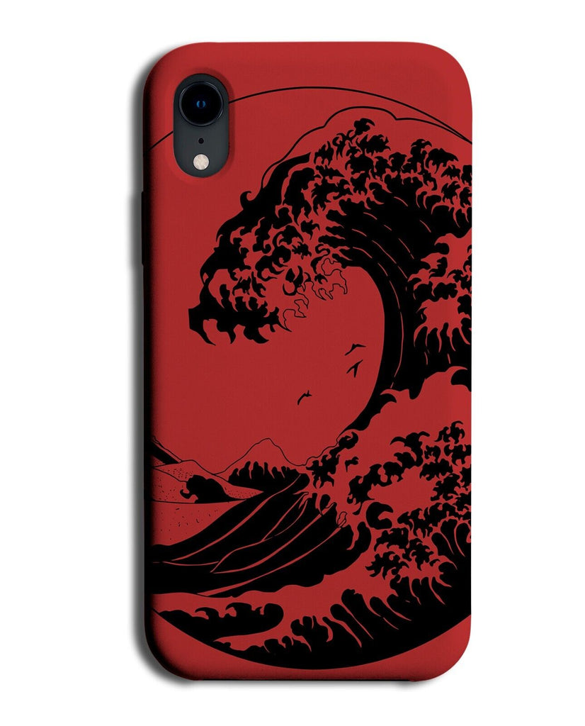 Red Japanese Wave Phone Case Cover Waves Large Japan Anime Asia Dark Asian AA80
