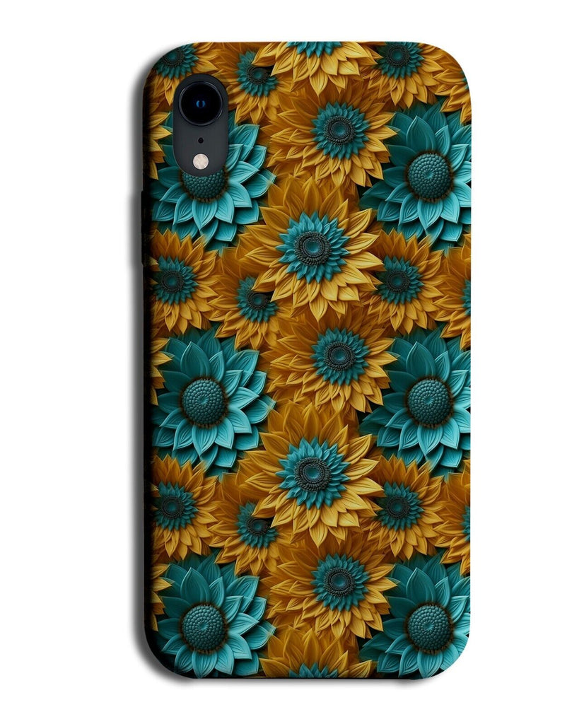 Turquoise Green and Gold Sunflowers Phone Case Cover Sunflower Golden Flora BX46