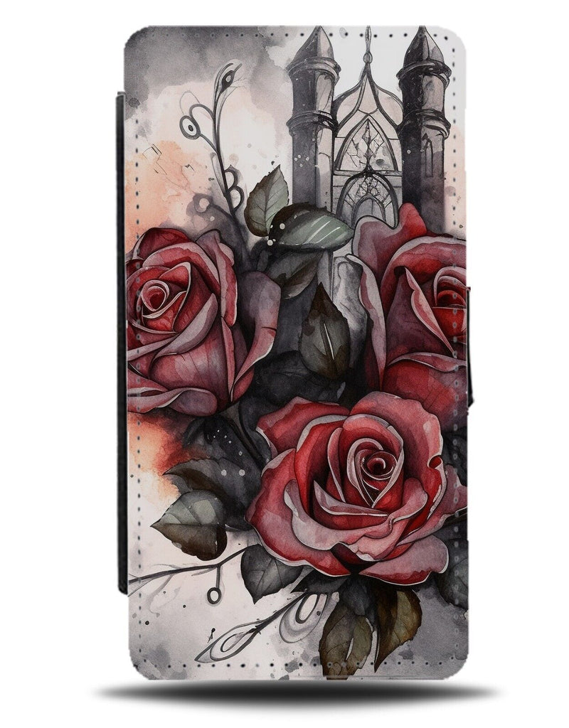 Red Roses Gothic Flowers Flip Wallet Case Flower Floral Grunge Cathedral BD98