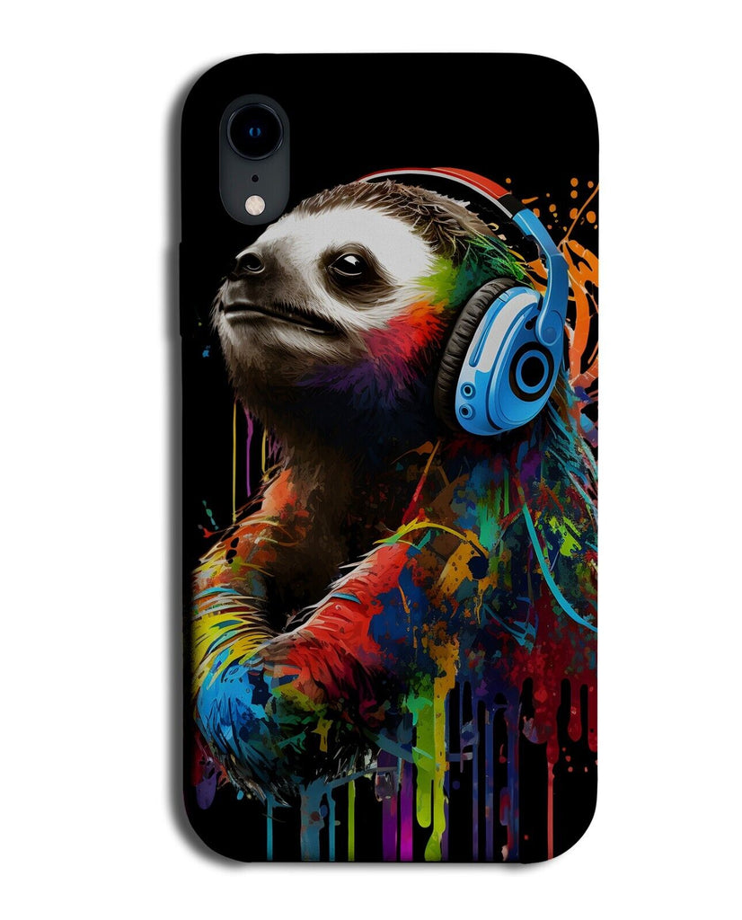 Colourful Sloth DJ Artwork Phone Case Cover Paint Art Dripping Sloths Rave CP52