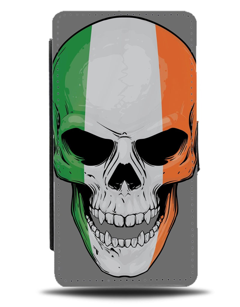 Irish Flag Skull Flip Wallet Case Ireland Colours Skeleton Novelty Theme DD21
