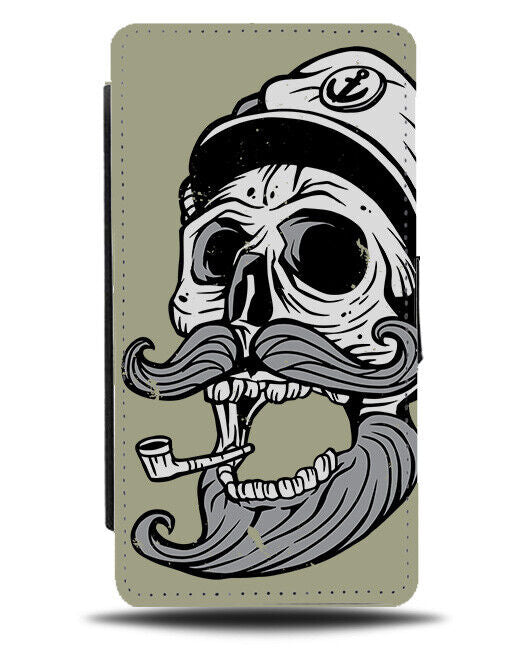 Pirate Captains Skull Flip Wallet Case Pirates Captain Hipster Beard K057
