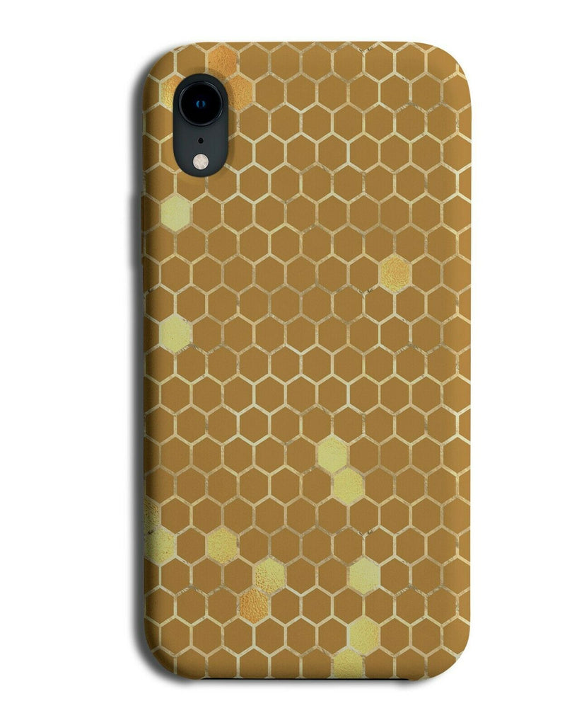 Dark Brown Hexagons Shapes Phone Case Cover Hexagon Golden Lines Outline G240