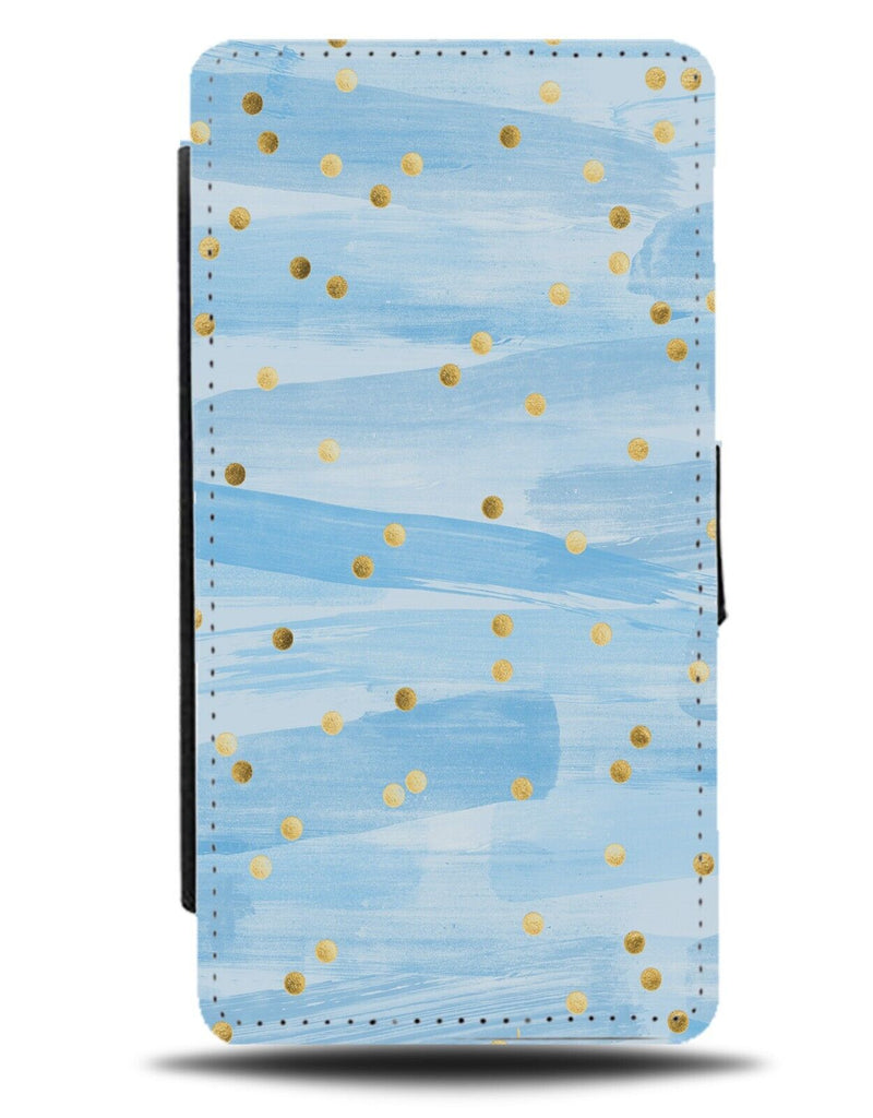 Blue Paint Streaks Flip Wallet Case Streak Golden Polka Dots Dot Gold Mums AX29