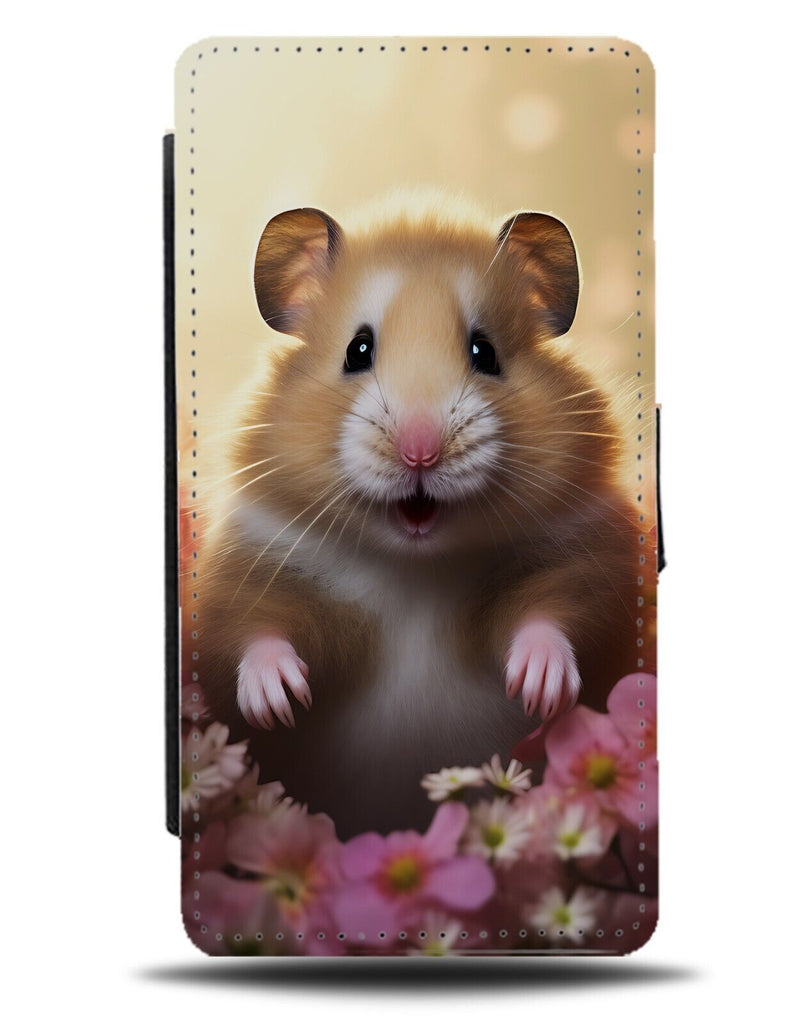 Fat Hamster Flip Wallet Case Chubby Pet Hamsters Floral Flowers Lover Face DC70