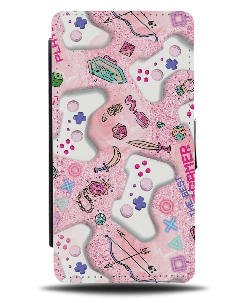 Girly Video Games Flip Wallet Case Girl Streamer Pattern Gamer Player Girls AP93