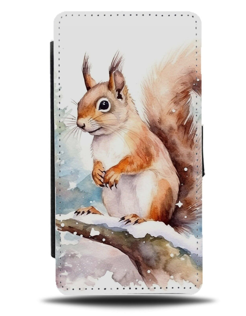 Watercolour Red Squirrel Flip Wallet Case Squirrels Oil Painting Christmas DD90