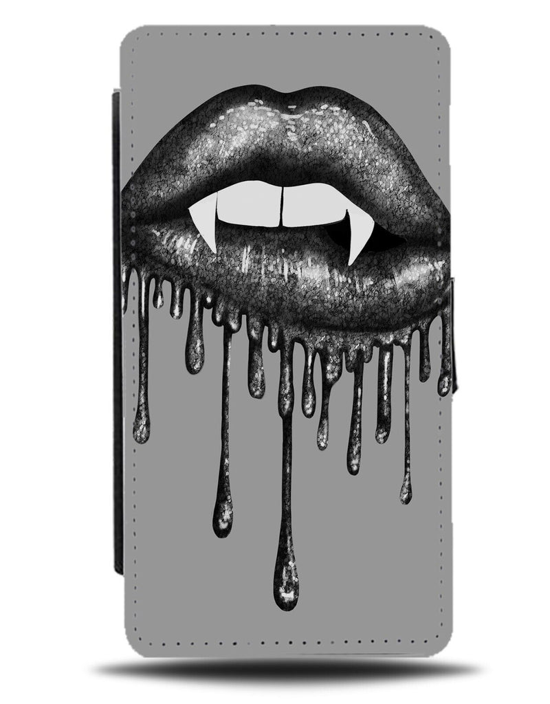 Halloween Vampire Fangs Flip Wallet Case Vampires Mouth Sharp Teeth Lips DG29
