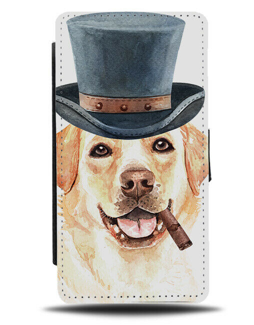 Gentleman Labrador Flip Wallet Case Funny Tophat Top Hat Gift Blonde K724