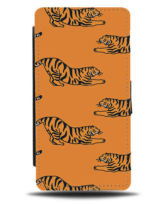 Orange Tiger Pattern Flip Wallet Case Patterns Shapes Tigers Pose Animal H257