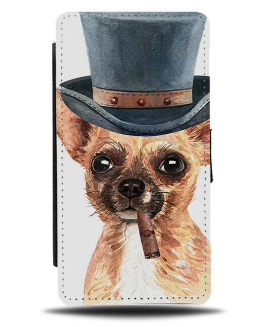 Gentleman Chihuahua Flip Wallet Case Funny Tophat Top Hat Gift Outfit K690