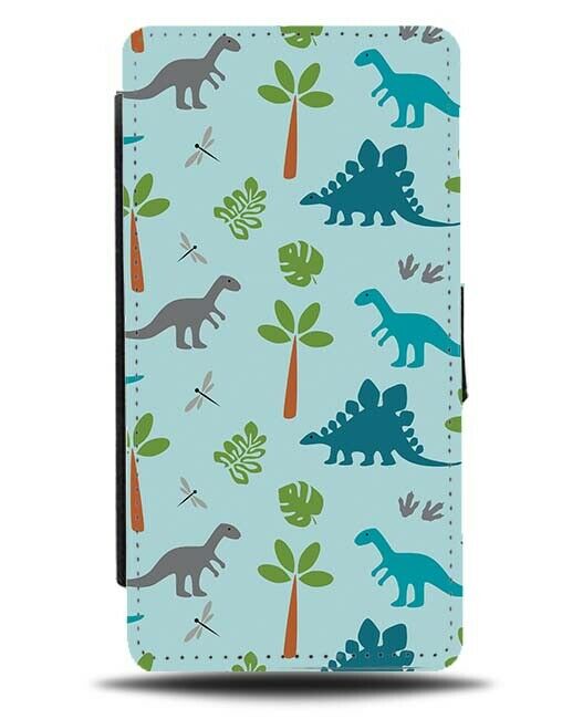 Baby Blue Dinosaurs Flip Wallet Case Shaped Shapes Kids Childrens Kiddies F596