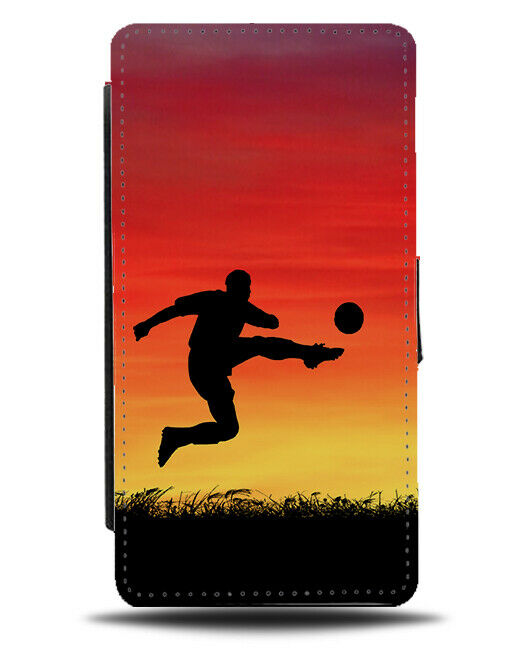 Football Flip Cover Wallet Phone Case Ball Footballer Player Sunrise Sunset i758
