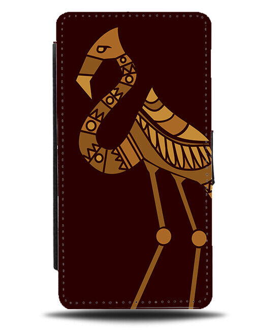 Steampunk Flamingo Flip Wallet Case Bronze Coloured Flamingos Shapes J379