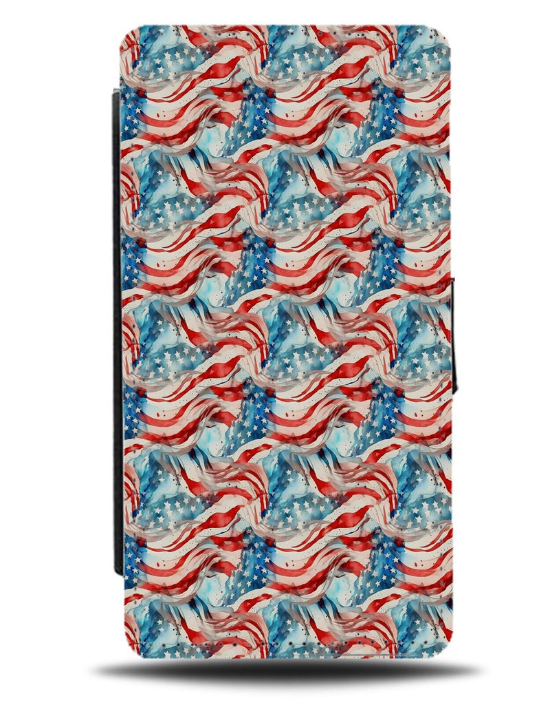 Abstract American Flags Design Flip Wallet Case USA America Colours Art BY92