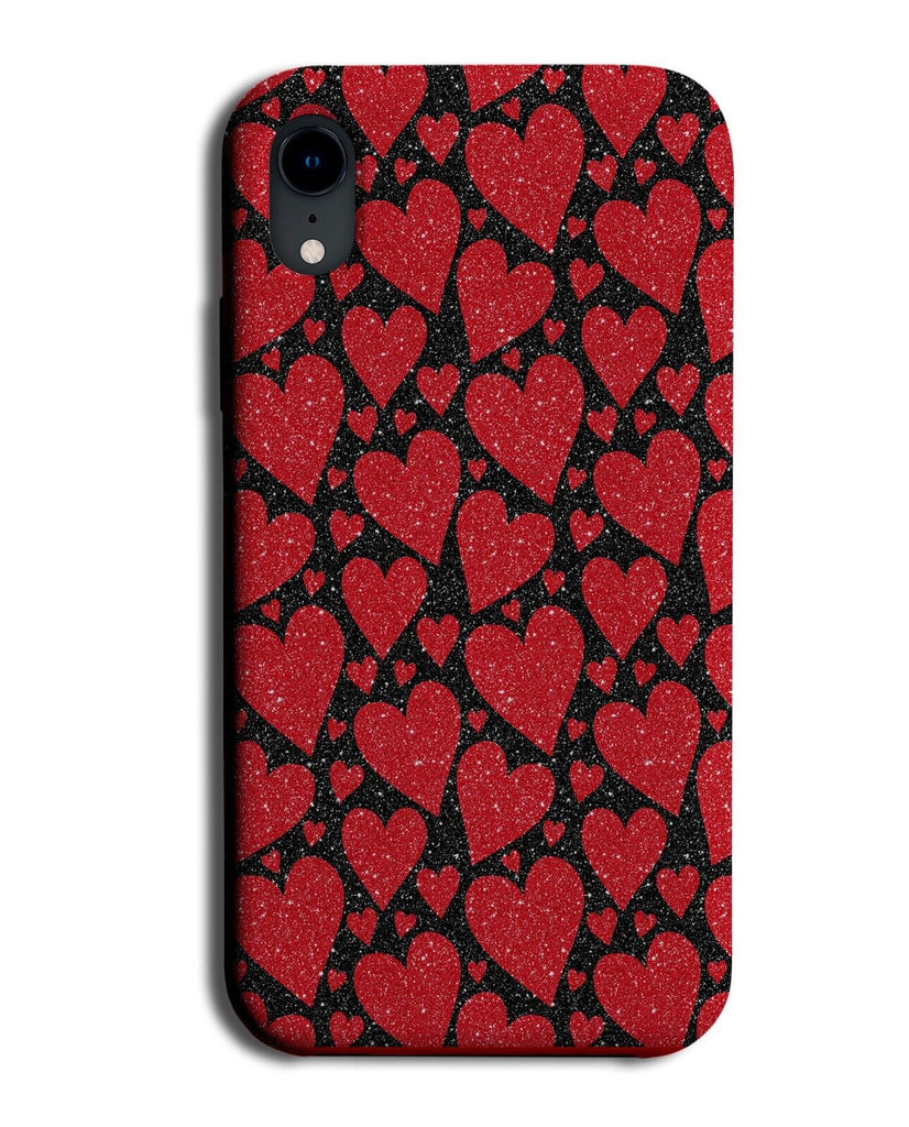 Black and Red Love Heart Phone Case Cover Hearts Glitter Print Valentines CE63