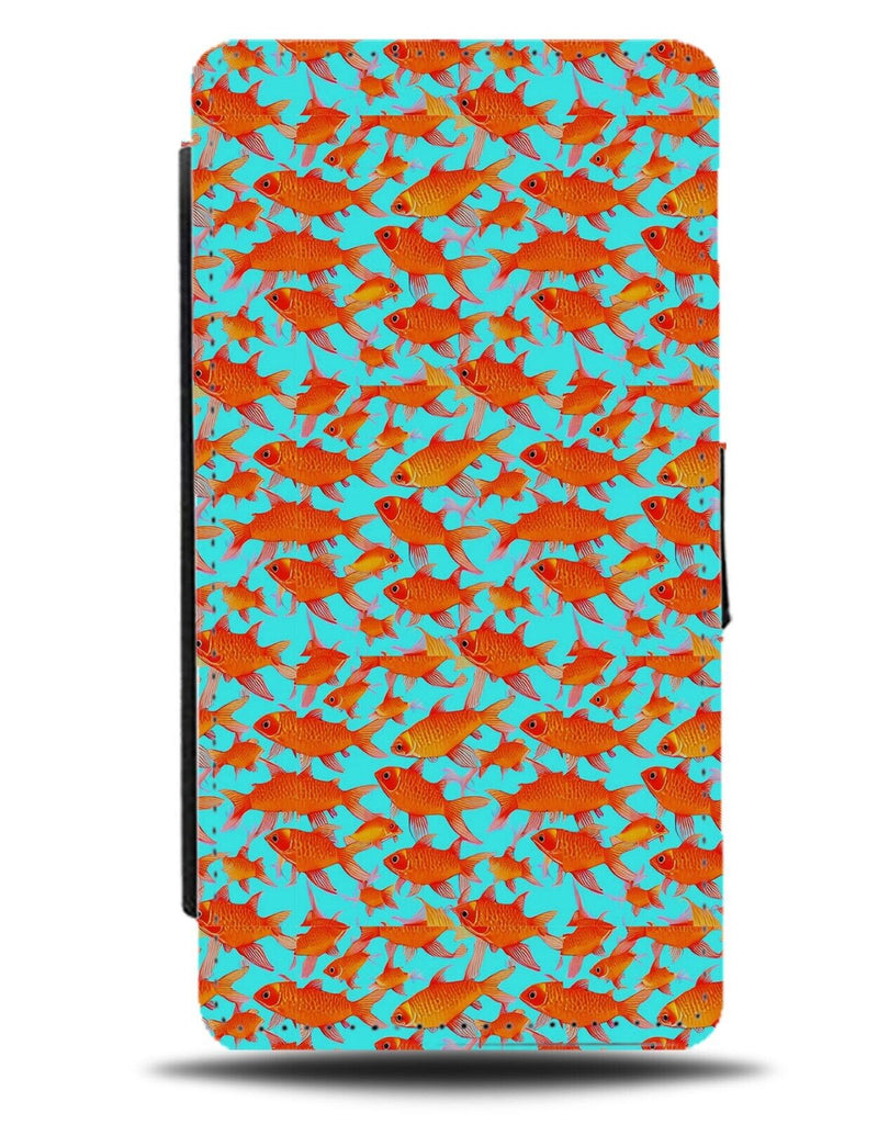 Goldfish Pattern Flip Wallet Case Patterns Gold Fish Orange Neon Tank Pic BF83