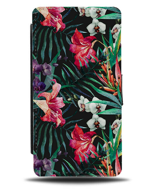 Dark Colourful Flower Painting Print Flip Wallet Case Paint Flowers Floral G956