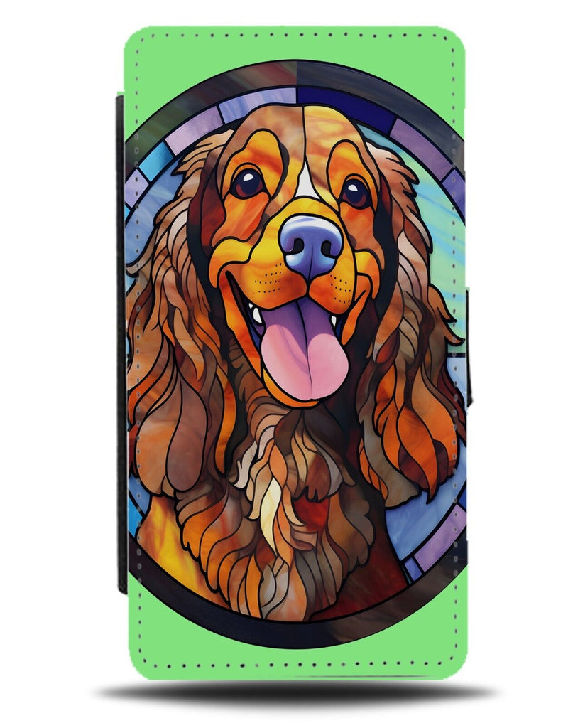 Stained Glass Window Cocker Spaniel Design Flip Wallet Case Spaniels Dogs CY25