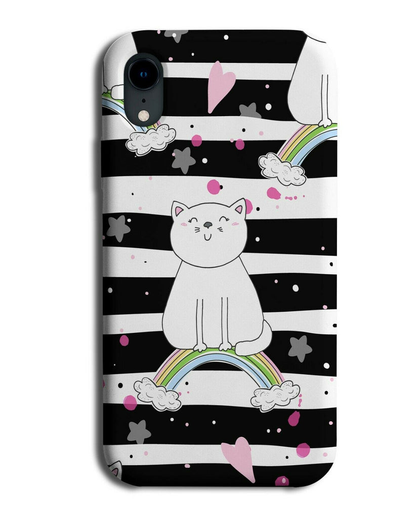 Black and White Retro Striped Cat Design Phone Case Cover Picture Rainbow F239