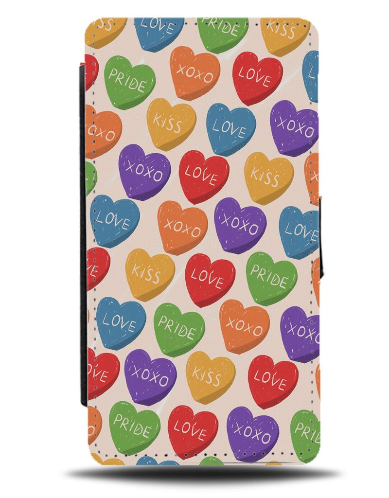 Pride Lovehearts Pattern Flip Wallet Case Love Heart Shapes Design Colours CD11