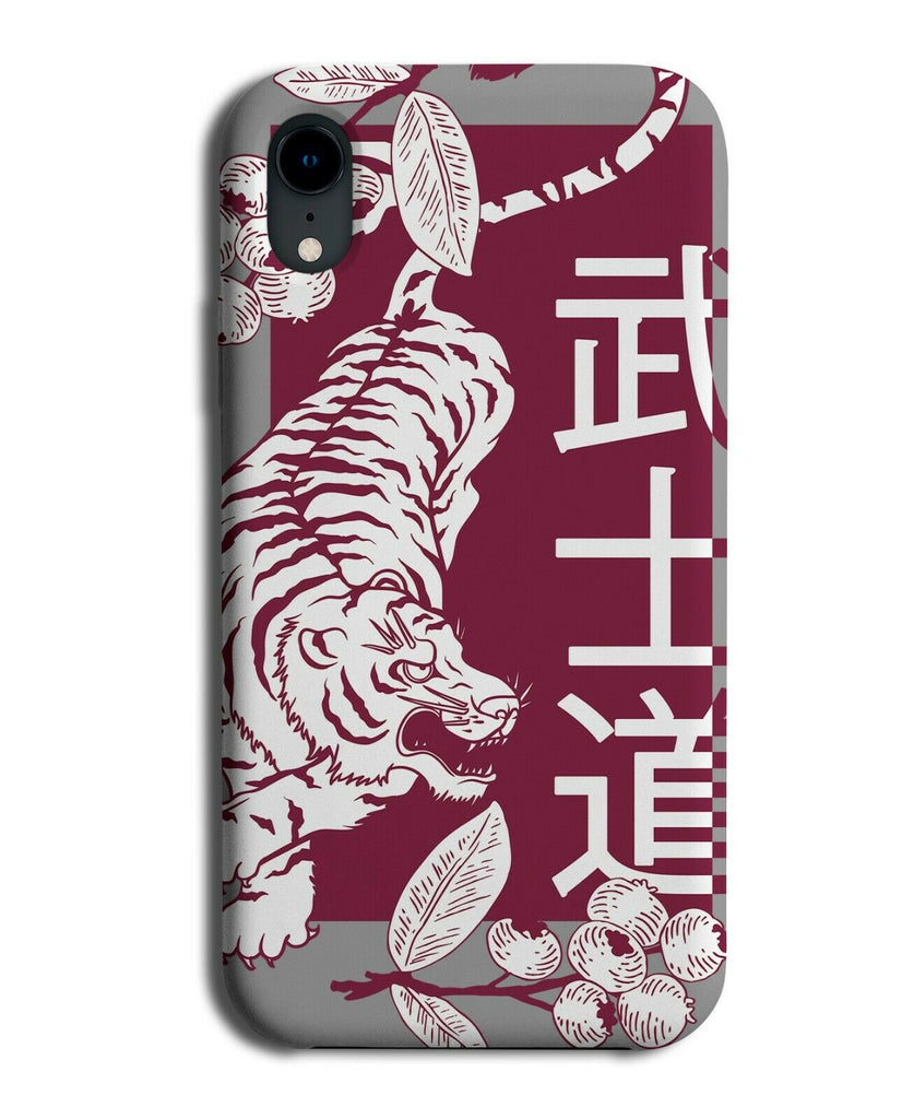 Marroon and White Tiger Phone Case Cover Chinese Symbols Writing Tigers E413