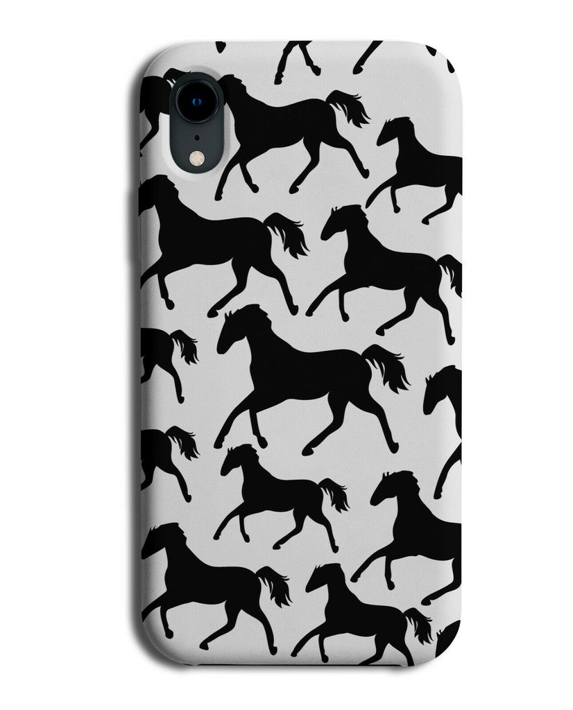 Black and White Phone Case Cover Horses Shapes Outlines Shadow Shadows G324