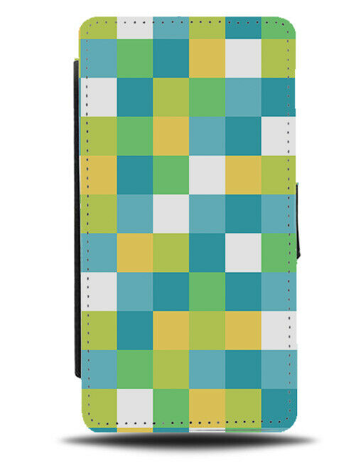 Green Shades Pixelated Pixel Flip Wallet Case Pixels Mens Squares Pattern G504