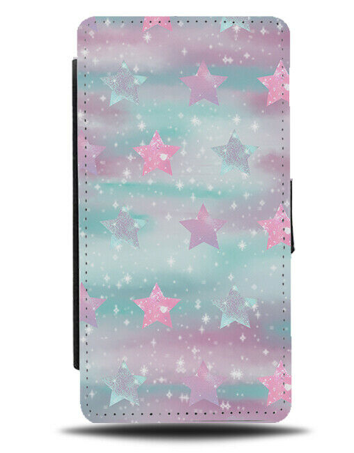 Girlies Space Flip Wallet Case Stars Starry Sky Star Pink Purple Pattern F975