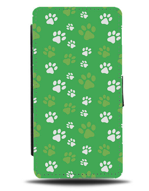 Green Animal Paw Print Flip Wallet Case Paws Marks Markings Design G804