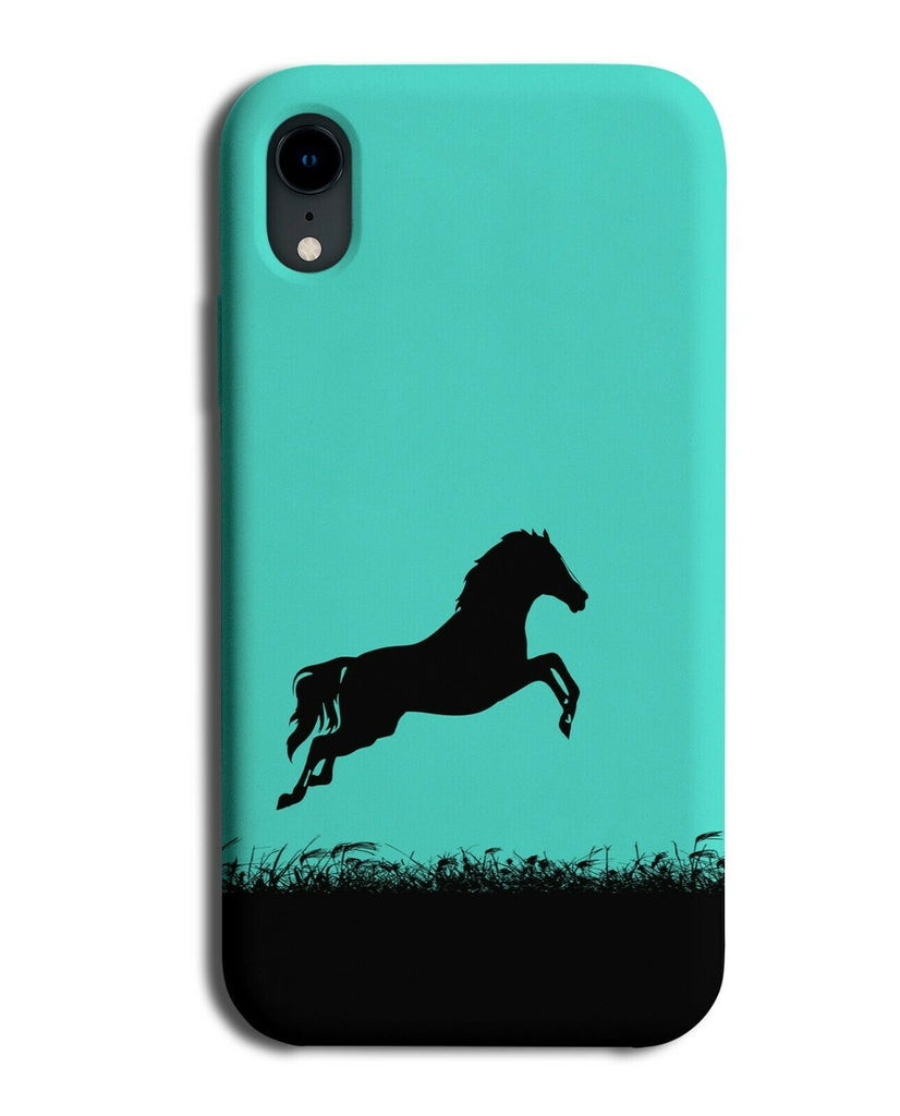 Horse Silhouette Phone Case Cover Horses Pony Turquoise Green i272