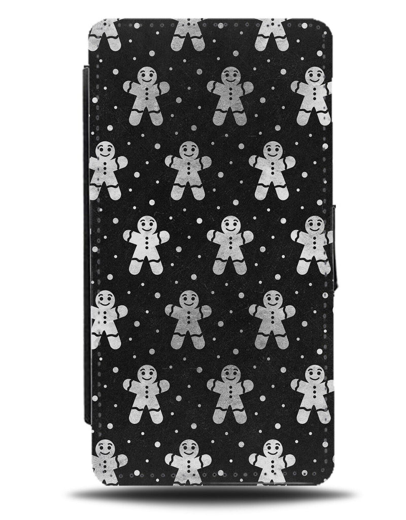 Silver Gingerbread Men Pattern Flip Wallet Case Ginger Bread Man Christmas CA71