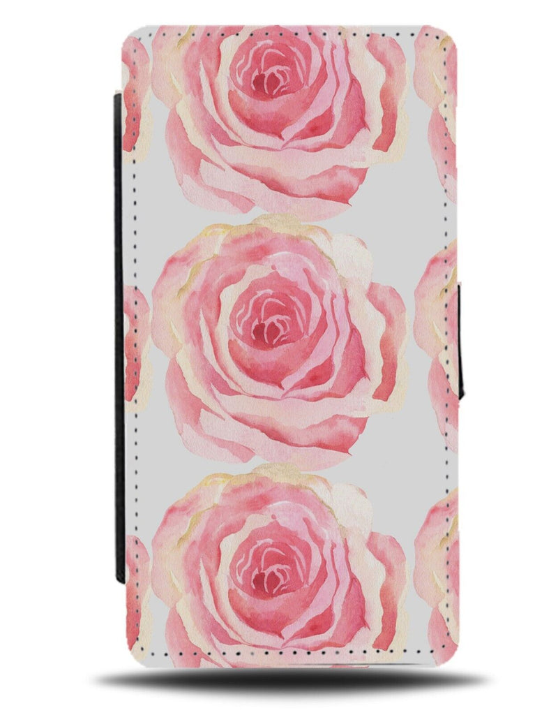 Pink Watercolour Roses Painting Print Flip Wallet Case Rose Flowers Petals AN96