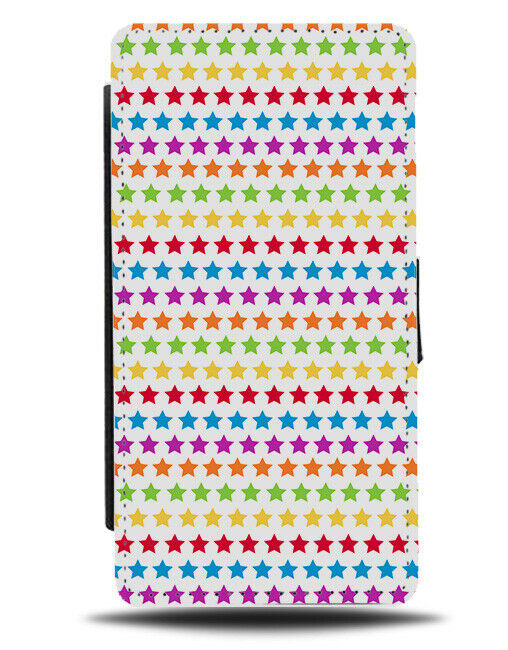 Colourful Stars Flip Wallet Case Star Pattern Design Print Rainbow Kids E750