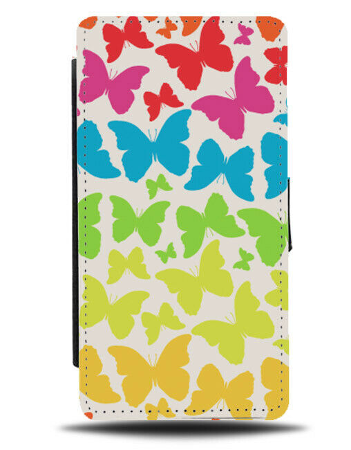 Kids Colourful Butterfly Flip Wallet Case Butterflies Butterflys White E934