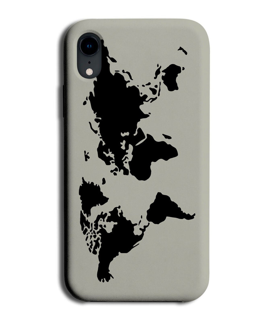 World Map Phone Case Cover Atlas Land Maps Shapes Black and Cream Coloured Q921