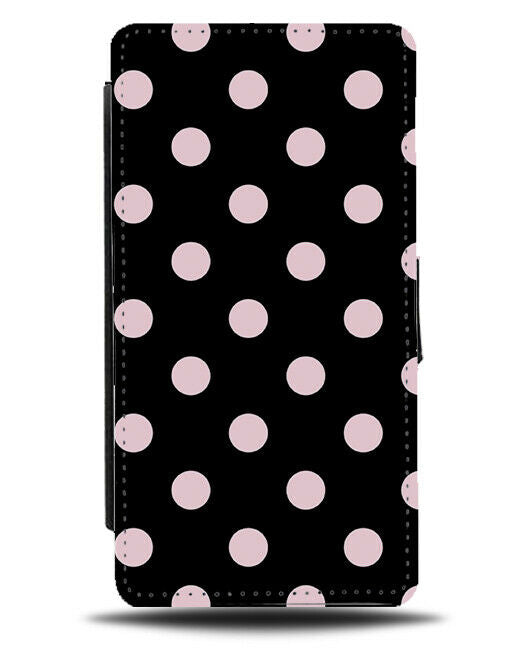Black and Baby Pink Polka Dot Flip Cover Wallet Phone Case Dotty Spots Dots i534