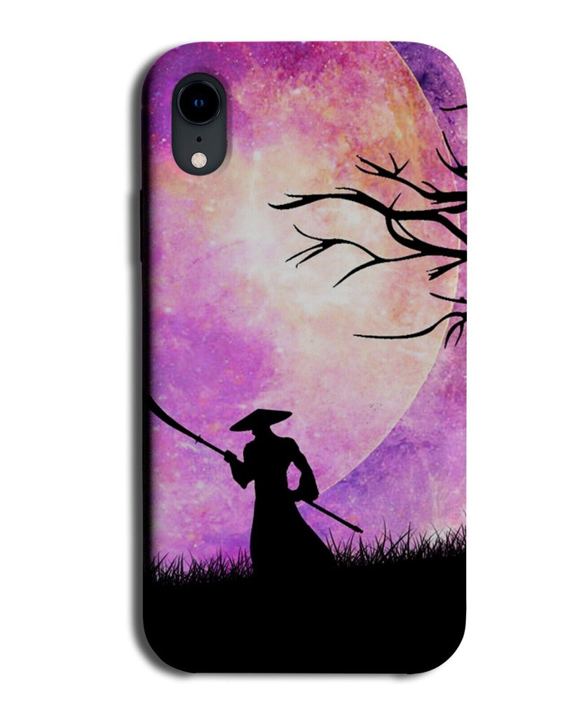 Japanese Warrior Phone Case Cover Samurai Japan Fighter Silhouette Moon AU38