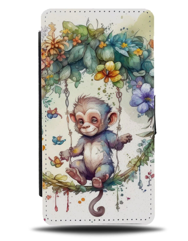 Swinging Monkey Jungle Watercolour Flip Wallet Case Monkeys Swing Forrest BE25
