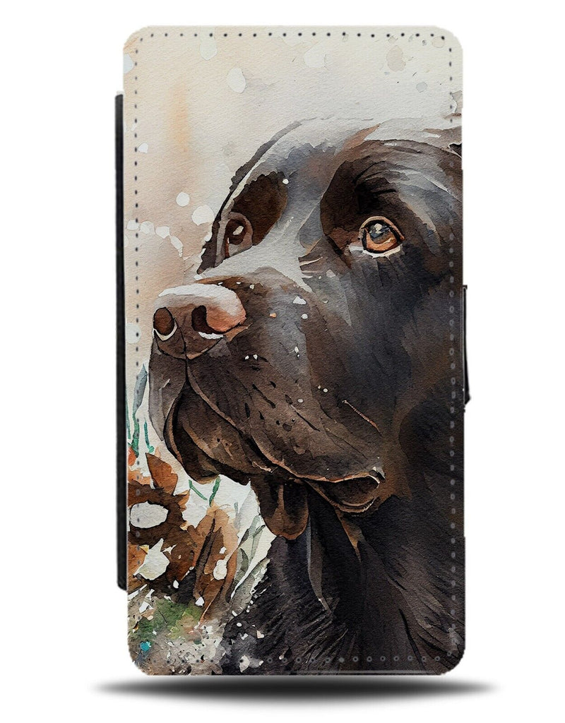 Black Labrador In Snow Flip Wallet Case Snowing Snowy Labradors Coloured BB01