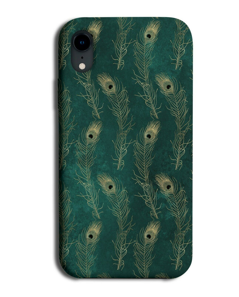 Peacock Feathers Phone Case Cover Gold and Green Colours Coloured L010