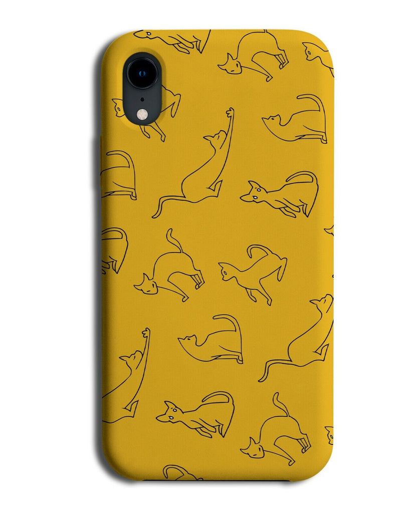 Yellow Sketched Cat Outlines Shapes Phone Case Cover Silhouettes Cats K772