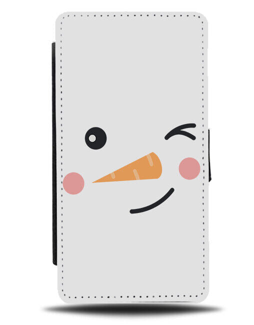 Winking Snowman Flip Wallet Case Face Snow Man Head Kids Childs Childrens N715