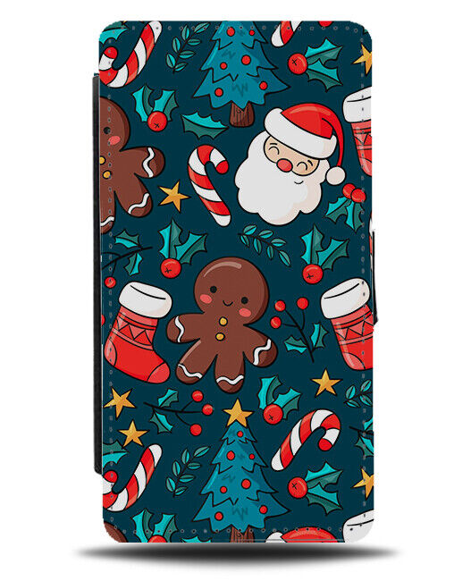 Festive Christmas Items Flip Wallet Case Cartoon Novelty Print Symbols N849