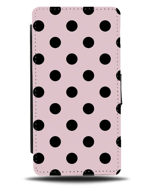 Baby Pink With Black Flip Cover Wallet Phone Case Colour Polka Dot Dotted i533