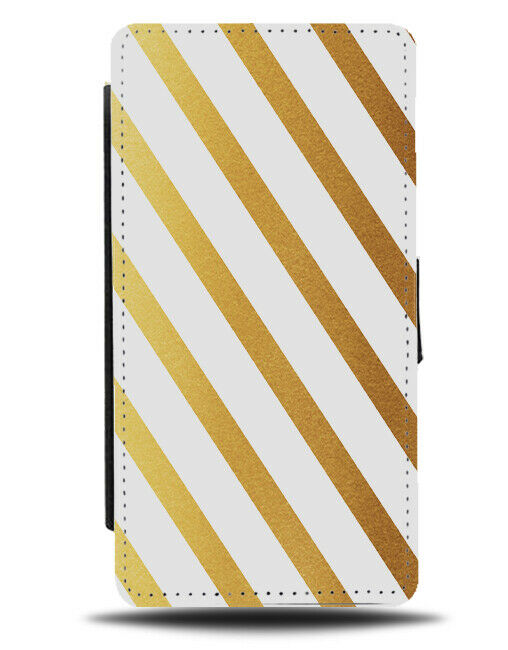 White and Golden Stripes On Flip Cover Wallet Phone Case Pattern Gold With i813