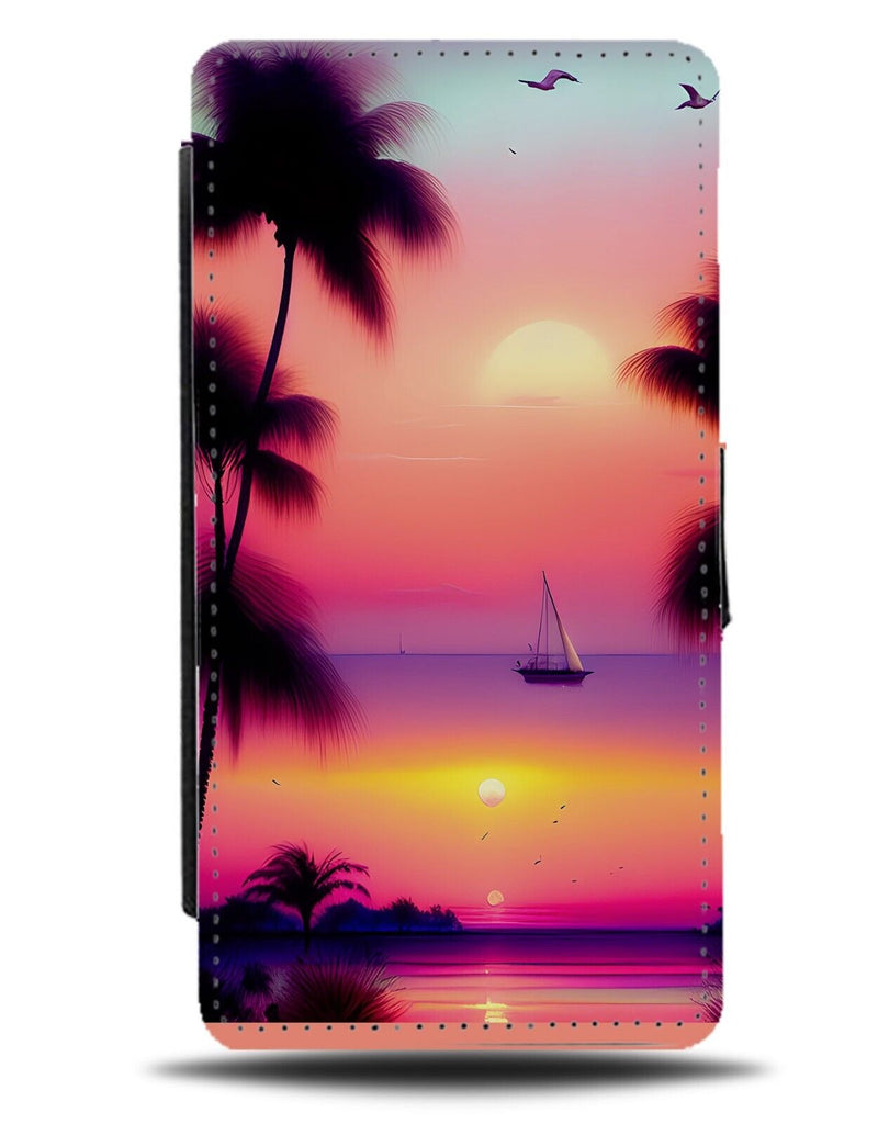 Tropical Watercolour Beach Picture Flip Wallet Case Beaches Sea Background BB96