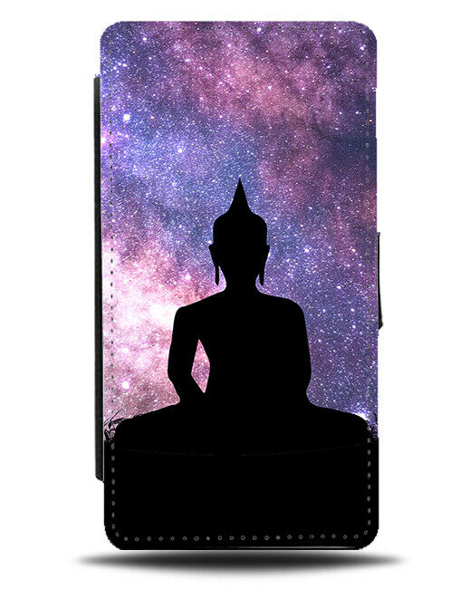 Buddha Silohuette Flip Cover Wallet Phone Case Buddhist Statue Space Stars i713