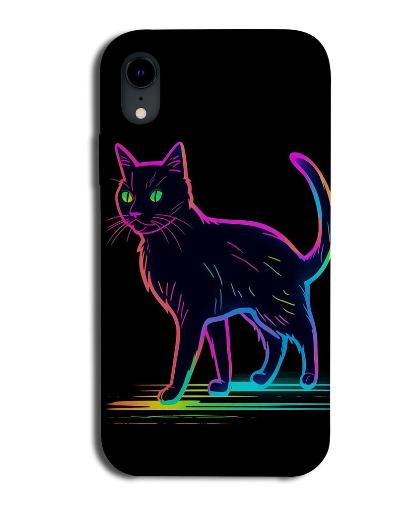 Rainbow Neon Black Cat Phone Case Cover Colourful Design Bombay Witches DC81