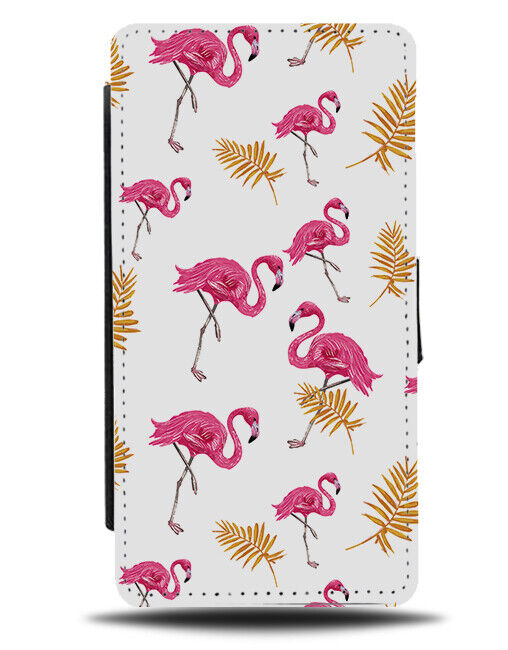 Pink and Gold Simplistic Flamingos Flip Wallet Case Flamingo Wallpaper E569